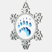 Polar Beer Paw Print Tin Sneeuwvlok Ornament (Rechts)