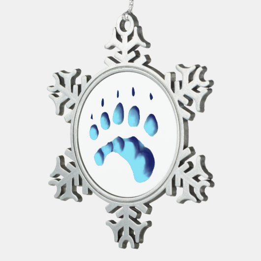 Polar Beer Paw Print Tin Sneeuwvlok Ornament (Rechts)