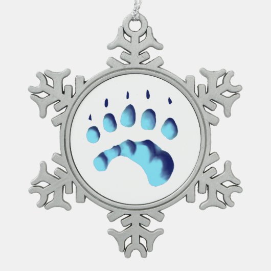 Polar Beer Paw Print Tin Sneeuwvlok Ornament (Voorkant)