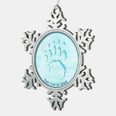 Polar Beer Paw Print Tin Sneeuwvlok Ornament (Rechts)