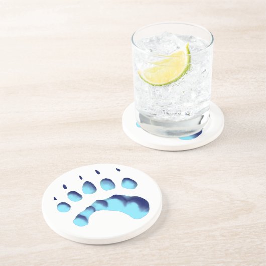 Polar Beer Paw Print Zandsteen Onderzetter (Zijkant)