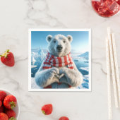 Polar Beer Paws vormen een hart Servet (Insitu)