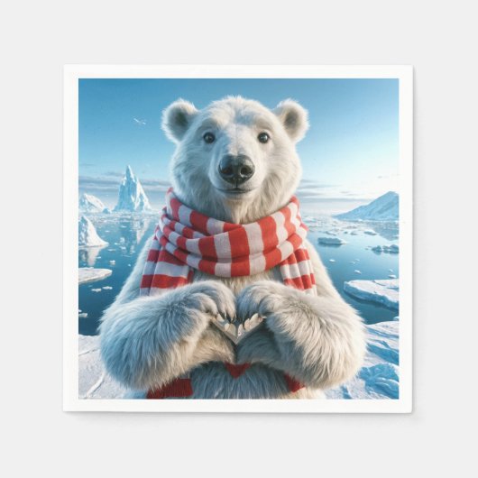Polar Beer Paws vormen een hart Servet (Voorkant)