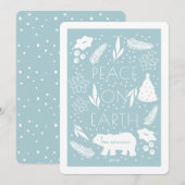 Polar Beer Peace on Earth Blue Christmas Kaart (Voorkant / Achterkant)