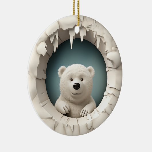 Polar Beer Peek-a-Boo, Kerst Keramisch Ornament (Rechts)