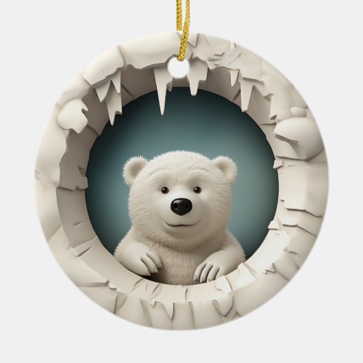 Polar Beer Peek-a-Boo, Kerst Keramisch Ornament (Voorkant)
