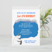 Polar Beer & Penguin Birthday Party Invitation Kaart (Staand voorkant)