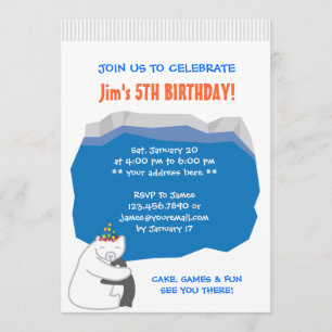 Polar Beer & Penguin Birthday Party Invitation Kaart