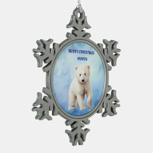 POLAR BEER PEWTER SNOWFLAKE ORNAMENT (Links)