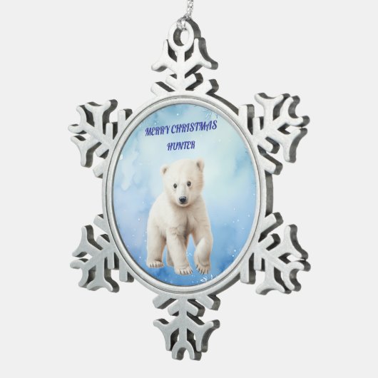 POLAR BEER PEWTER SNOWFLAKE ORNAMENT (Rechts)