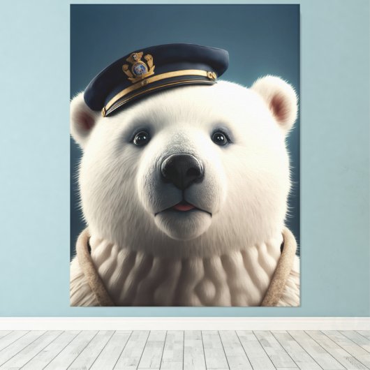Polar Beer piloot kapitein Canvas Afdruk (Insitu (Houten vloer))