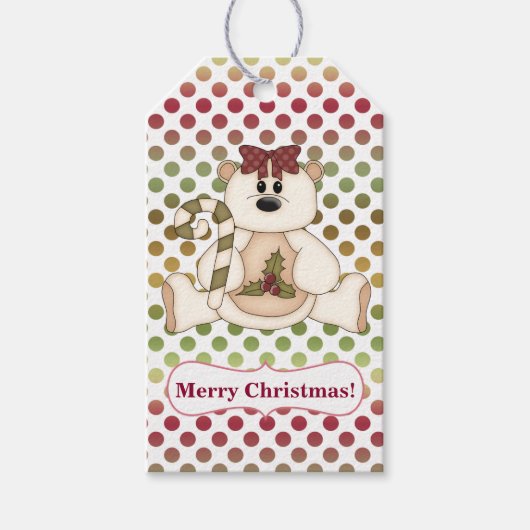 Polar Beer Polkadot Reversibele Kerstmis Cadeaulabel (Voorkant)