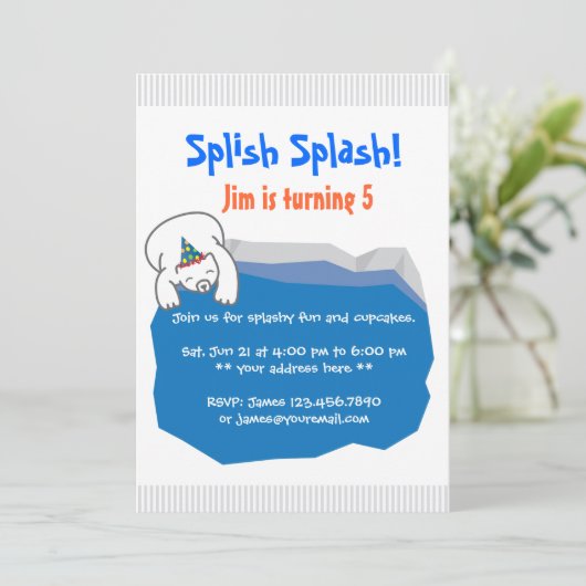 Polar Beer Pool Birthday Party Kaart (Staand voorkant)