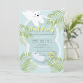 Polar Beer Pool Party Blue Baby shower Invitation Kaart (Staand voorkant)