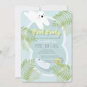 Polar Beer Pool Party Blue Baby shower Invitation Kaart (Voorkant)