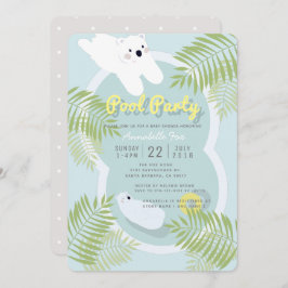 Polar Beer Pool Party Blue Baby shower Invitation Kaart
