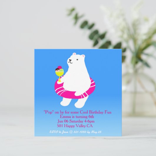 Polar Beer Pool Party Kaart (Staand voorkant)