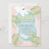 Polar Beer Pool Party roze Baby shower Invitation Kaart (Voorkant)