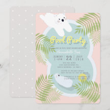 Polar Beer Pool Party roze Baby shower Invitation