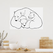 Polar Beer Poster w.Cubs Print Wildlife Art Poster (Keuken)
