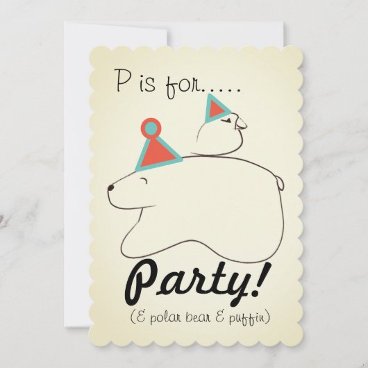 Polar Beer & Puffin Birthday Party Invitation  Kaart (Voorkant)