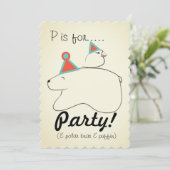 Polar Beer & Puffin Birthday Party Invitation  Kaart (Staand voorkant)
