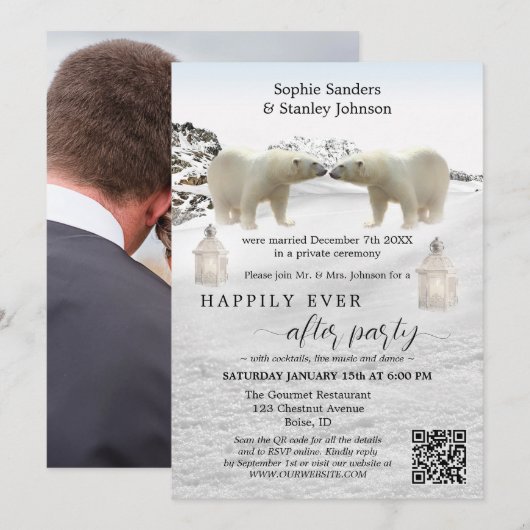 Polar Beer QR-code foto na trouwkaart uitnodiging (Voorkant / Achterkant)