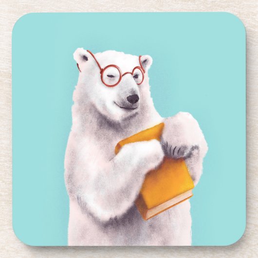 Polar Beer Reading Art – Boekenliefhebber Bier Onderzetter (Voorkant)
