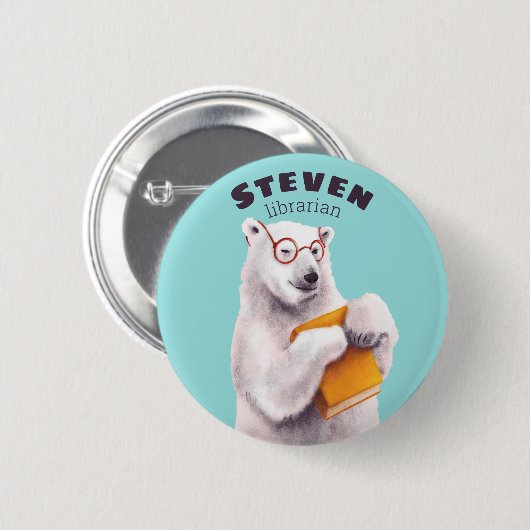 Polar Beer Reading Art – Boekenliefhebber Ronde Button 5,7 Cm (Voorkant /achterkant)
