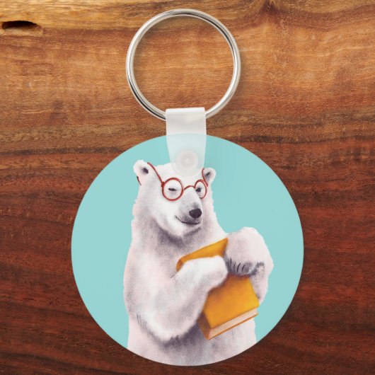Polar Beer Reading Art – Boekenliefhebber Sleutelhanger (Voorkant)