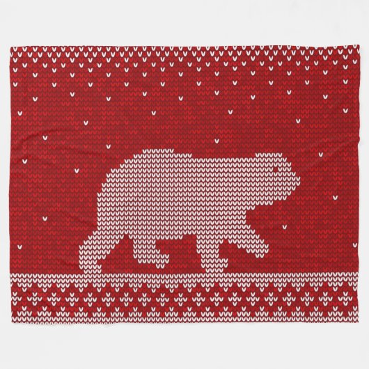 Polar Beer Red Achtergrond en stijlpatroon Fleece Deken (Voorkant (Horizontaal))