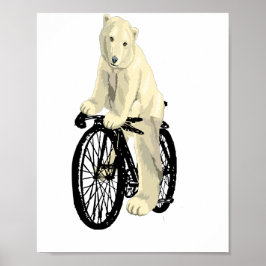 Polar Beer Riding a Bike, Funny Beer Poster