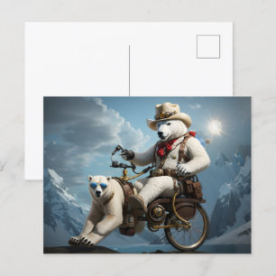 Polar beer rijden deel dierenfiets briefkaart
