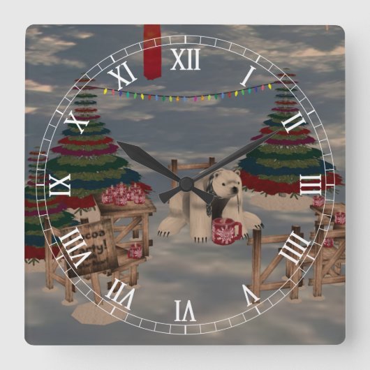 Polar Beer Roman Numeral Clock Vierkante Klok (Voorkant)