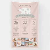 Polar Beer Roze 1e Verjaardag Mijlpaal Tijdlijn Spandoek (Verticaal)