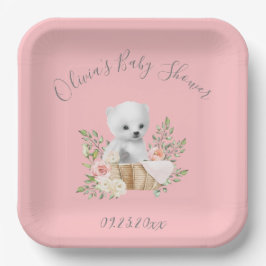 Polar Beer Roze Baby shower Papieren Borden Bordje