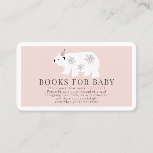 Polar Beer Roze Meisje Boeken voor Baby Informatiekaartje (Voorkant)