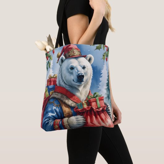 Polar Beer Santa Christmas Design Tote Bag (Dichtbij)