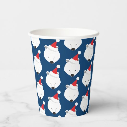 Polar Beer Santa Hat Animal Kerstmis Papieren Bekers (Achterkant)