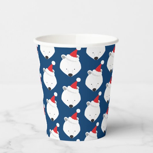 Polar Beer Santa Hat Animal Kerstmis Papieren Bekers (Links)