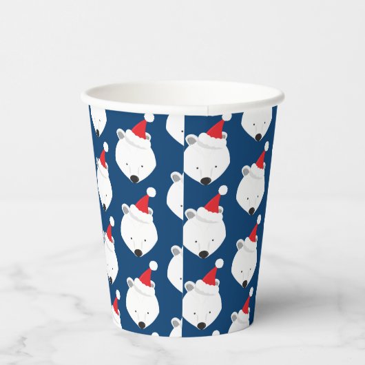 Polar Beer Santa Hat Animal Kerstmis Papieren Bekers (Rechts)