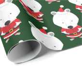 Polar Beer Santa Hat Green Kerstfeestdag Cadeaupapier (Rol Hoek)
