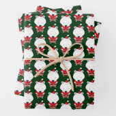 Polar Beer Santa Hat Green Kerstfeestdag Inpakpapier Vel (In situ)