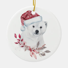 Polar beer Santa hat Merry kerst schattig Keramisch Ornament