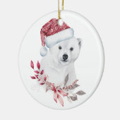 Polar beer Santa hat Merry kerst schattig Keramisch Ornament (Links)
