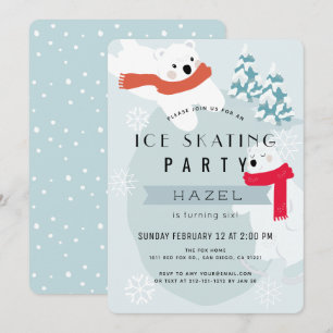 Polar Beer Schaatsen Blauw Verjaardagsfeest Kaart