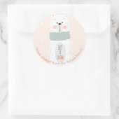 Polar beer - Schattige gepersonaliseerd Kerst stic Ronde Sticker (Tas)