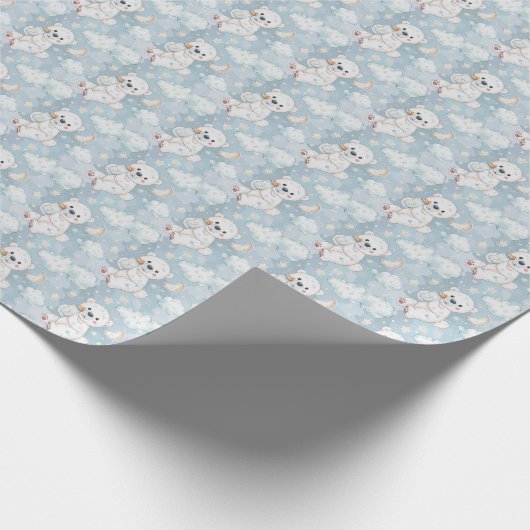 Polar Beer Schattigee Baby pastel Waterverf Patroo Cadeaupapier (Hoek)