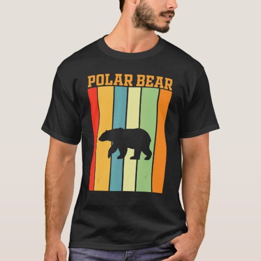 Polar Beer Shadow Silhouette in Retrokleuren T-shirt (Voorkant)