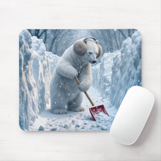 Polar Beer Shoveling Snow Muismat (Met muis)
